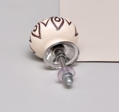 Cream Brown Floral Etched Ceramic Dresser Knob Online