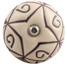 Cream Base Brown Etched Ceramic Floral Knob Online