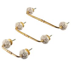 Cream Amarylis Floral Etched Ceramic Bridge Handle