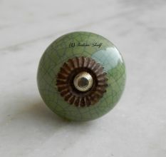 Green Blue Crackle Ceramic Drawer Knob
