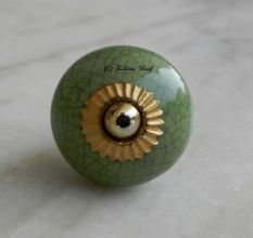 Green Blue Crackle Ceramic Drawer Knob