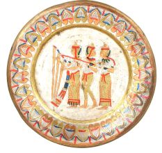 Vintage Egyptian Musicians Painted Brass Plate