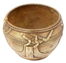 Golden Tribal Brass Bowl Wire Work Religious Prayer