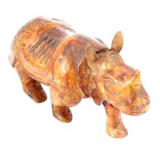 Hand Carved Rino in Mango Wood