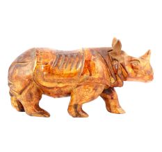 Hand Carved Rino in Mango Wood