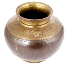Brass Copper Ganga Jamna Holy Water Pot Kalash