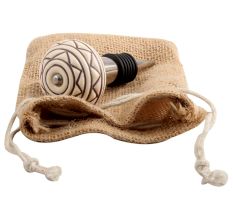 Cream Brown Pattern Etched Ceramic Wine Stopper