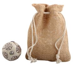 Cream Brown Marigold Etched Ceramic Wine Stopper
