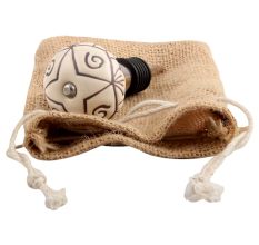 Cream Base Brown Etched Ceramic Wine Stopper