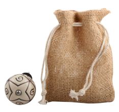 Cream Base Brown Etched Ceramic Wine Stopper