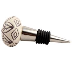 Cream Amarylis Floral Etched Ceramic Wine Stopper