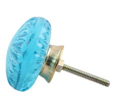 Royal Blue Big Daisy Glass Cabinet Knob