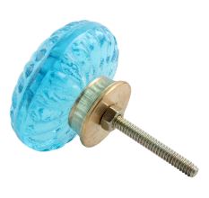 Royal Blue Big Daisy Glass Cabinet Knob