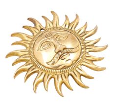 Golden Brass Wall Hanging Sun Face