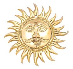 Golden Brass Wall Hanging Sun Face