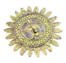 Brass Sun Wall Hanging With Patina