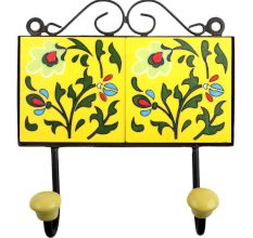 Yellow Forest Green Leaf Tiles Hooks