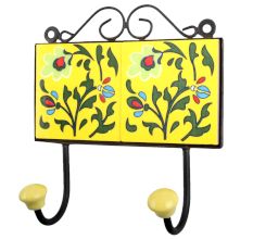 Yellow Forest Green Leaf Tiles Hooks