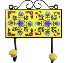 Yellow Turquoise Flower Tiles Hook