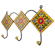 Yellow Forest Green Leaf Tiles Hooks