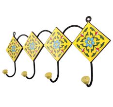 Yellow Turquoise Floral Tiles Hooks