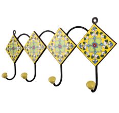 Yellow Light Green Floral Tiles Hooks