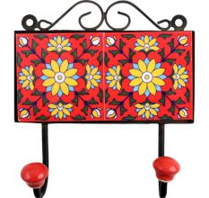 Red Yellow Floral Tiles Hook