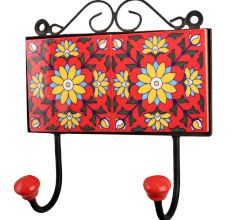 Red Yellow Floral Tiles Hook