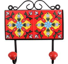 Red Yellow Floral Tiles Hook