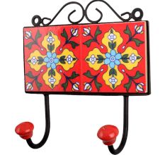 Red Yellow Floral Tiles Hook