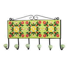 Lime Green Yellow Floral Tiles Hook