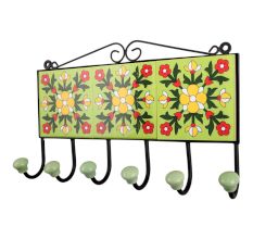 Lime Green Yellow Floral Tiles Hook
