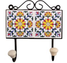 White Yellow Floral Tiles Hook