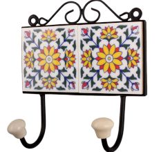 White Yellow Floral Tiles Hook