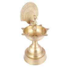 Brass Peacock Oil Lamp with Peacock Inside Circle