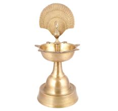 Brass Peacock Oil Lamp with Peacock Inside Circle