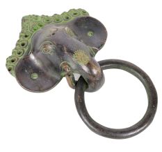 Elephant Door Knocker With Patina