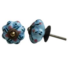 Blue Floral Knob
