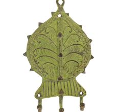 Brass Wall Hooks in Mint Green Vintage Floral Design