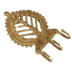 Brass Tribal Leaf Design Three Wall Hooks