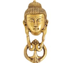Golden Brass Buddha Face Door Knocker