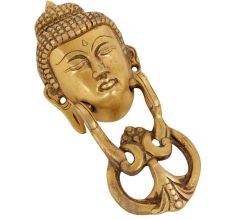 Golden Brass Buddha Face Door Knocker