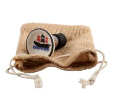 Black Boat Flat Ceramic Wine Stopper