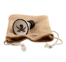 Black Man Skull Danger Symbol Flat Ceramic Wine Stopper