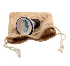 Turquoise Seahorse Flat Ceramic Wine Stopper