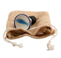 Turquoise Fish Flat Ceramic Wine Stopper