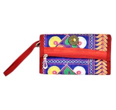 Blue Ladies Purse Embroidery Novalty Envelope Clutch Bag Hook