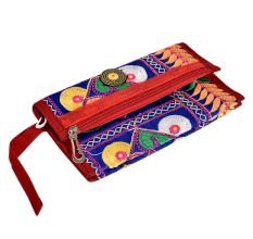 Blue Ladies Purse Embroidery Novalty Envelope Clutch Bag Hook