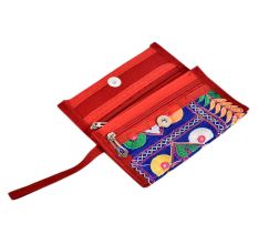 Blue Ladies Purse Embroidery Novalty Envelope Clutch Bag Hook