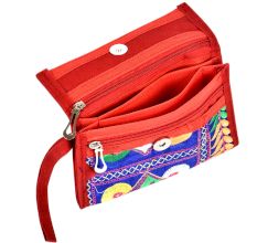 Blue Ladies Purse Embroidery Novalty Envelope Clutch Bag Hook